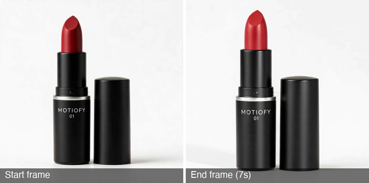 MiniMax H3 push-in start and end frames: nearly identical composition, the camera never moved