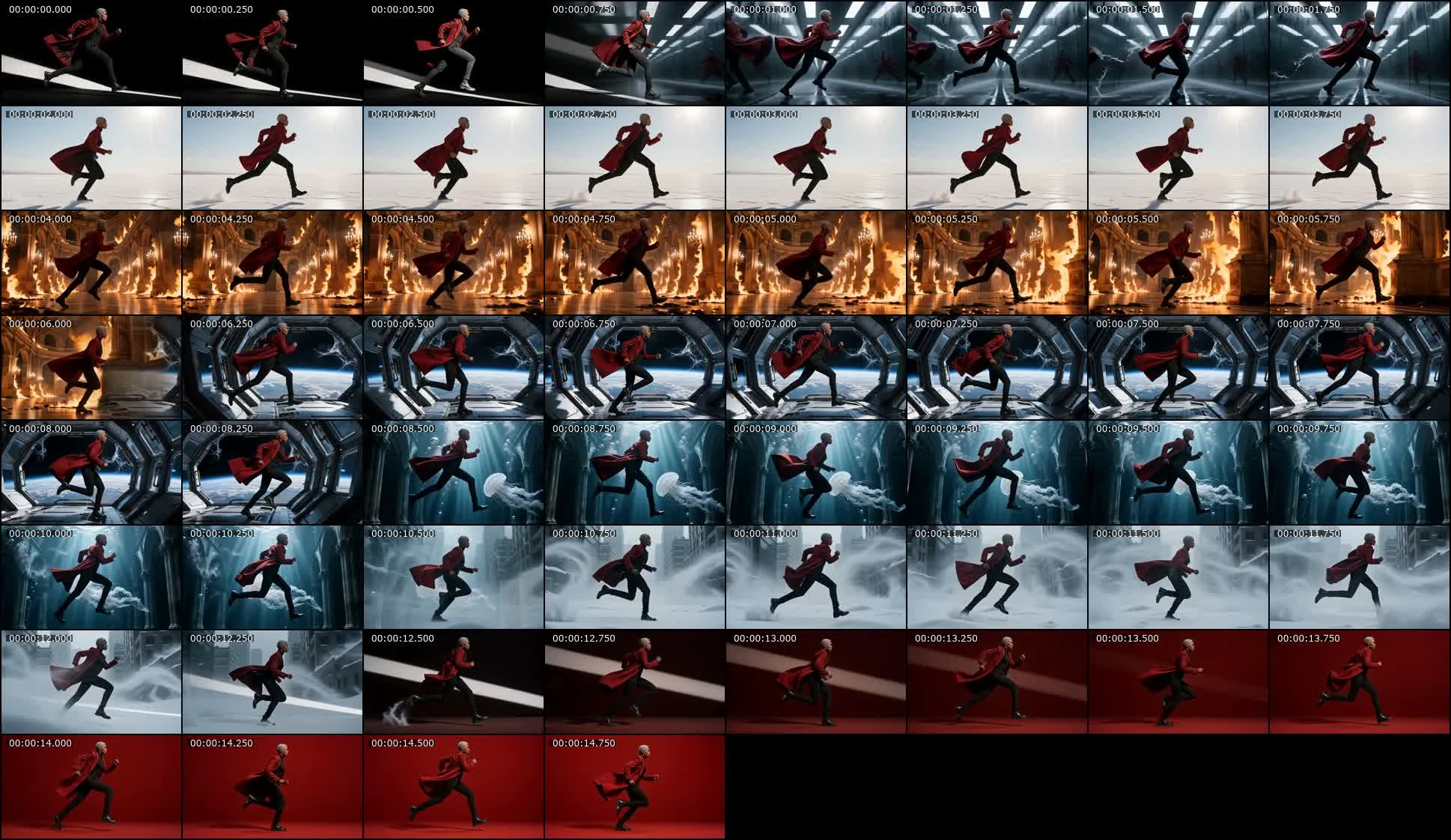 The complete unedited source sampled every 0.25 seconds for consistency review.